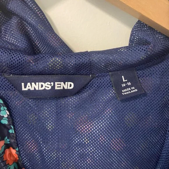 Lands' End Girls’ Floral Raincoat – Size Large (14–16) - Picture 3 of 4